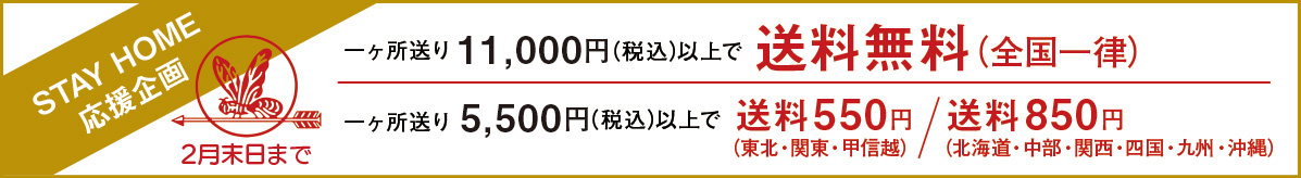 一ヶ所送り11,000円(税込)以上で送料無料
